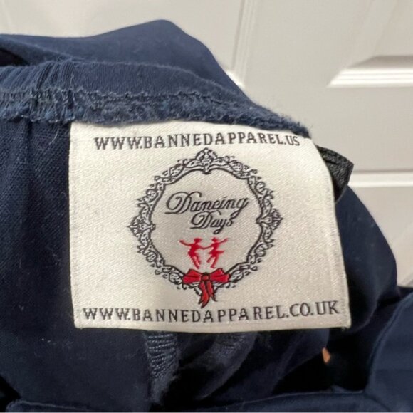 Dancing Days Banned Apparel Retro Nautical Sailor Pencil Dress Navy Blue XS - Picture 11 of 12